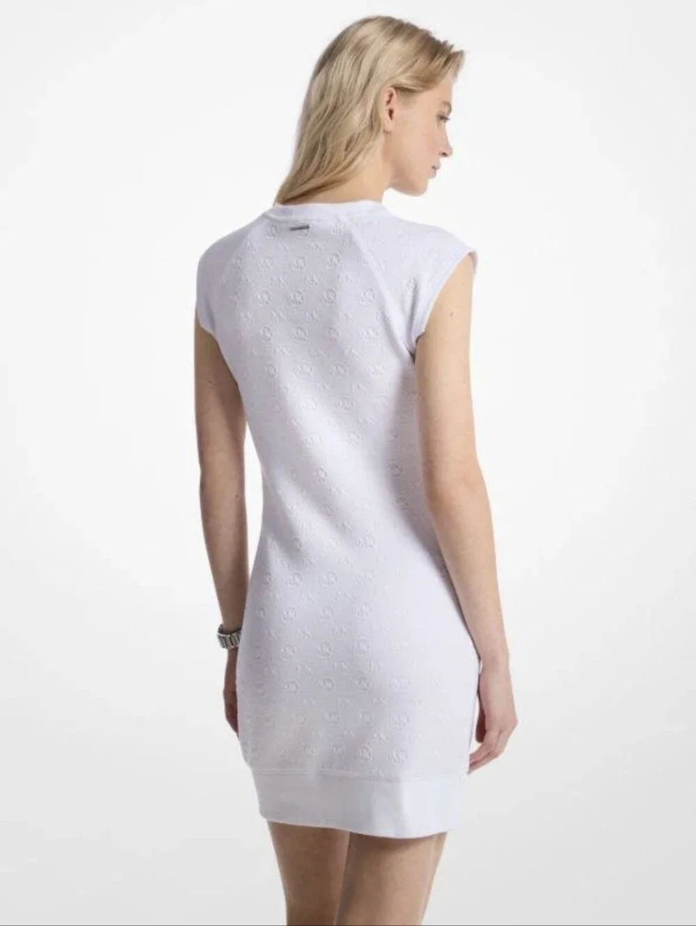 NWT Michael Kors Raglan Sleeve Logo Jacquard Sweater Dress Size Small